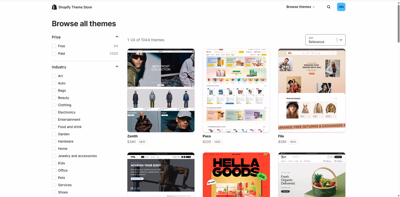 Shopifyn teemakaupasta löytyy satoja valmiita teemoja